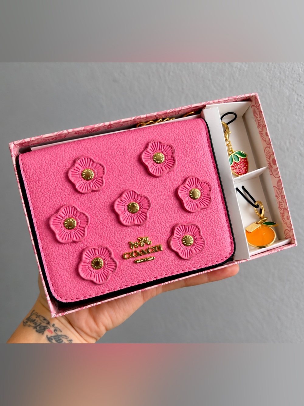 Pink Floral Mini Crossbody Bag